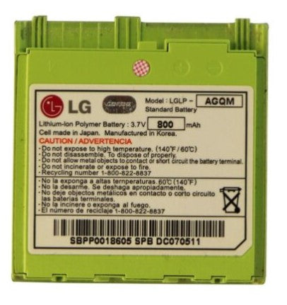 BATERIA LG 3.7 V VERDE