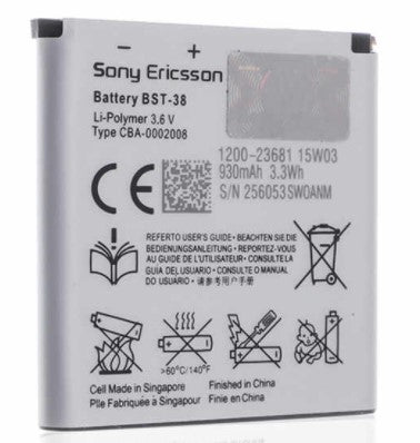 BATERIA SONY ERICSSON BST-38 W580/S500/K770/W760/W980/R300/Z770/C902/W995/W150/C905